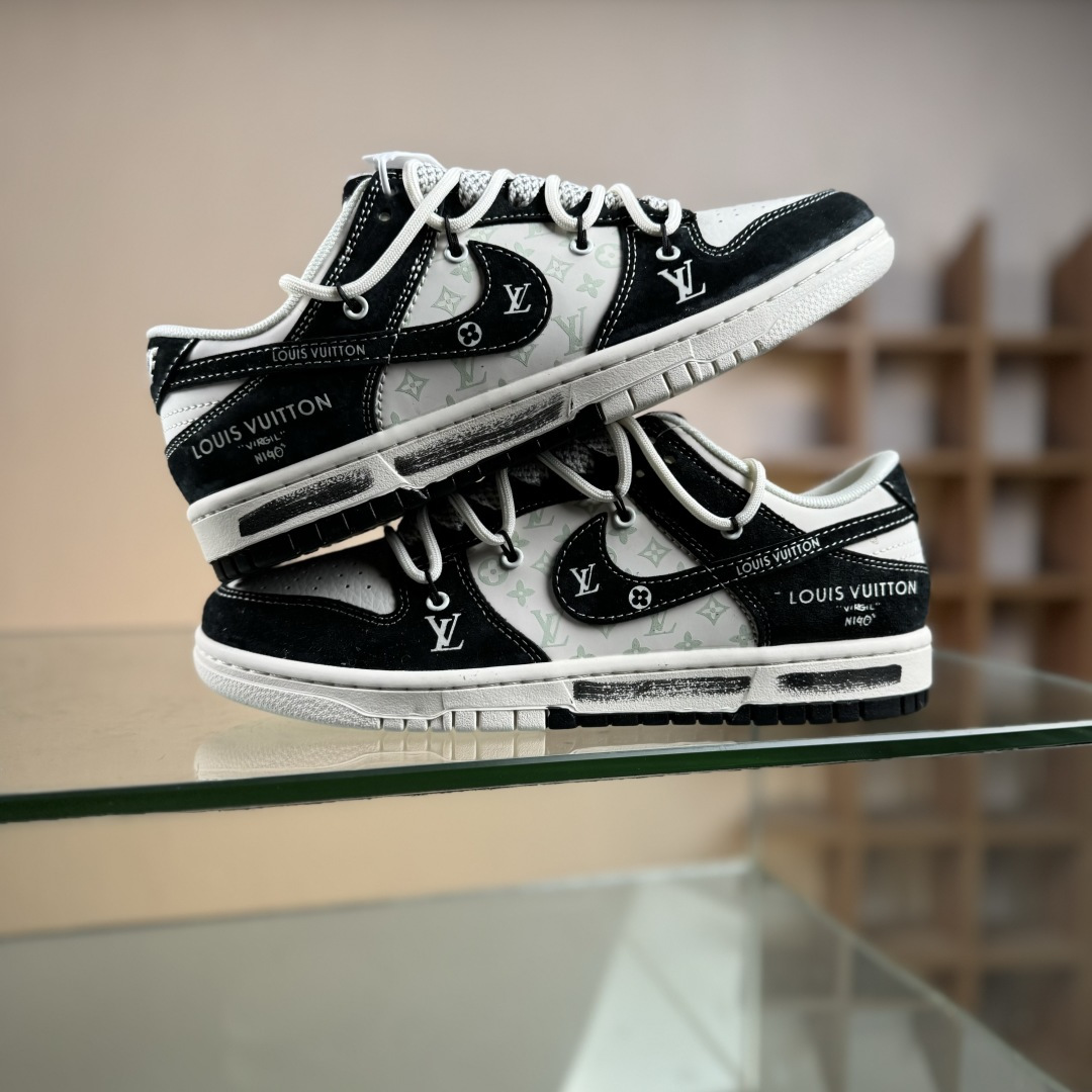 Nike SB Dunk Low“LV联名——黑涂鸦抽绳” 周年高端定制 低帮休闲板鞋 CX5050-Y32
