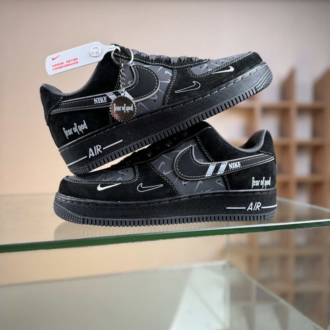 Nike Air Force 1'07 Low 黑乱勾 空军一号低帮休闲板鞋 DD8585-200