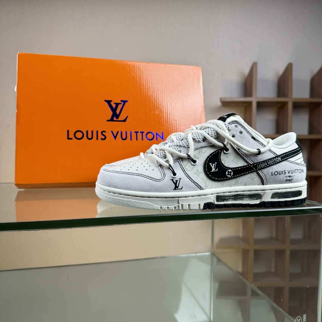 Nike SB Dunk Low LV联名 灰涂鸦抽绳 周年高端定制 低帮休闲板鞋 CX5050-Y33
