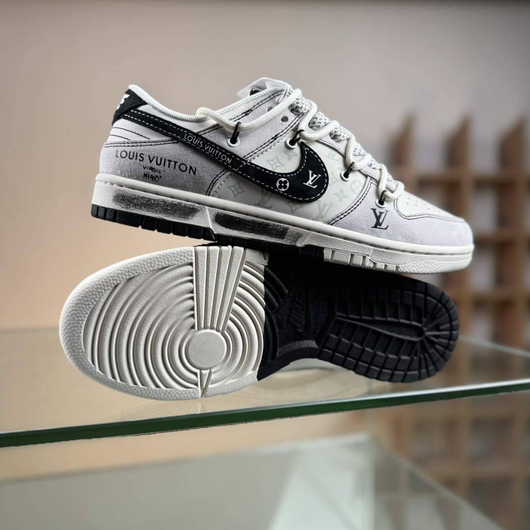 Nike SB Dunk Low LV联名 灰涂鸦抽绳 周年高端定制 低帮休闲板鞋 CX5050-Y33