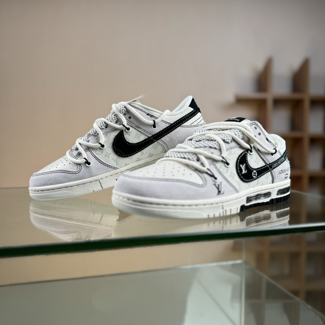 Nike SB Dunk Low LV联名 灰涂鸦抽绳 周年高端定制 低帮休闲板鞋 CX5050-Y33