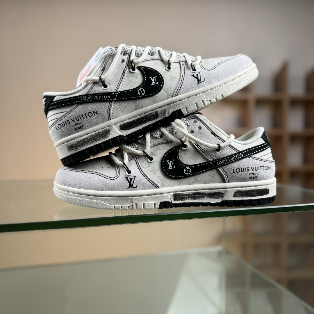 Nike SB Dunk Low LV联名 灰涂鸦抽绳 周年高端定制 低帮休闲板鞋 CX5050-Y33