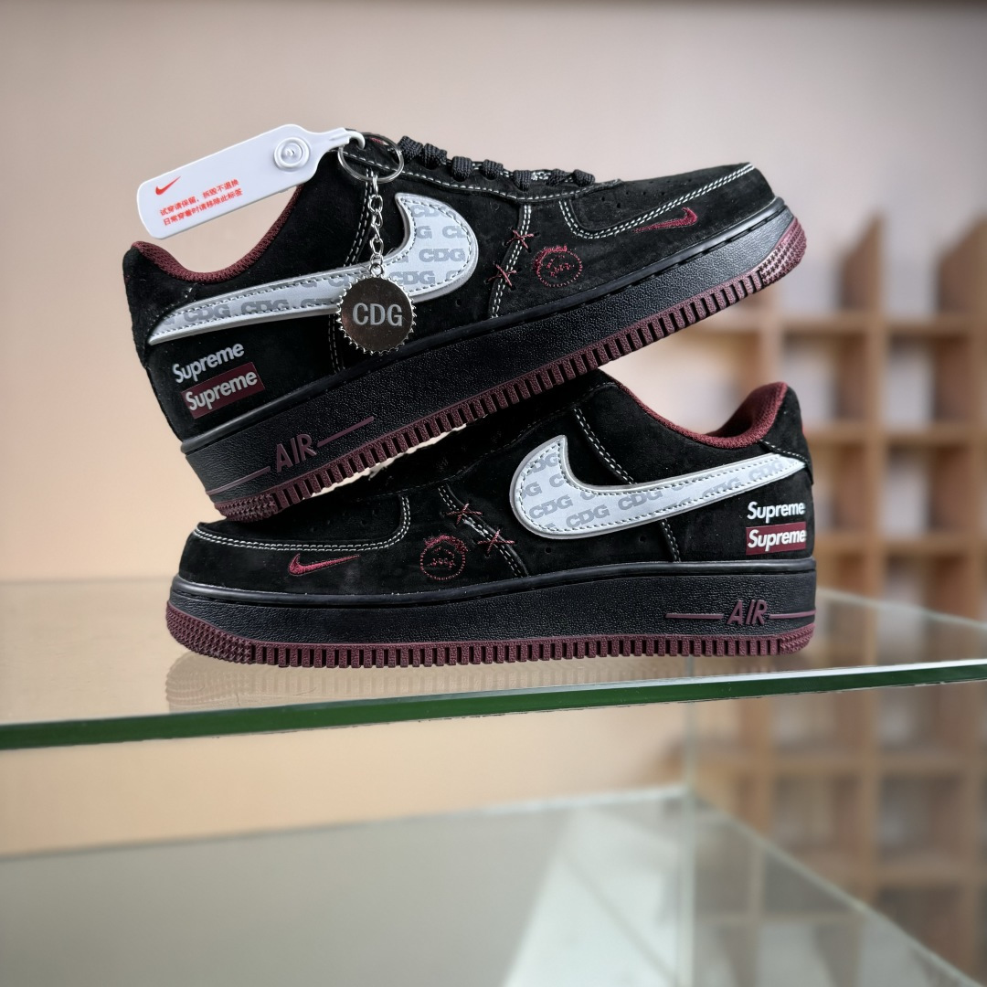 Nike Air Force 1'07 Low Supreme联名 黑红鬼脸 空军一号低帮休闲板鞋 XZ6188-117