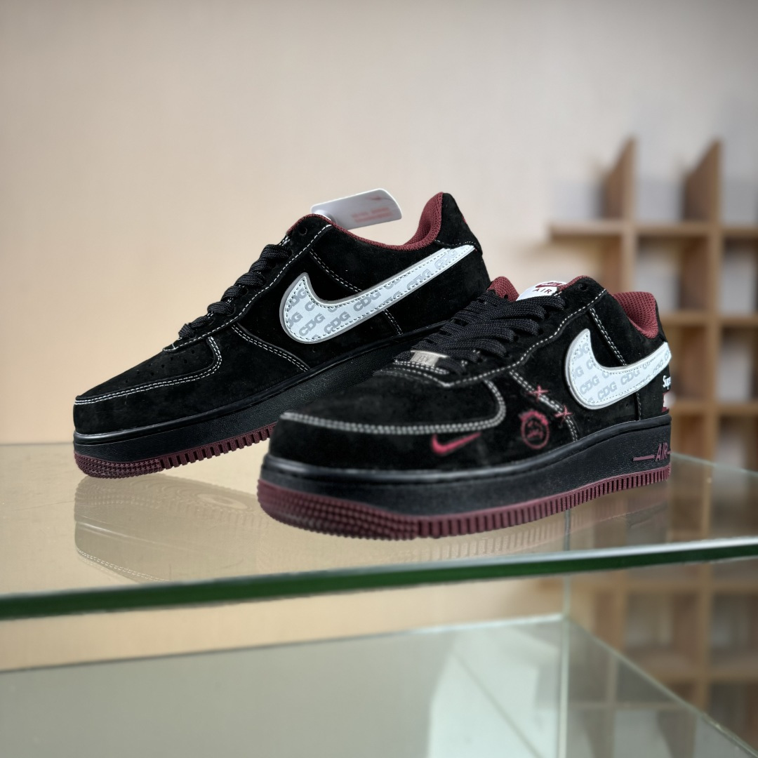Nike Air Force 1'07 Low Supreme联名 黑红鬼脸 空军一号低帮休闲板鞋 XZ6188-117