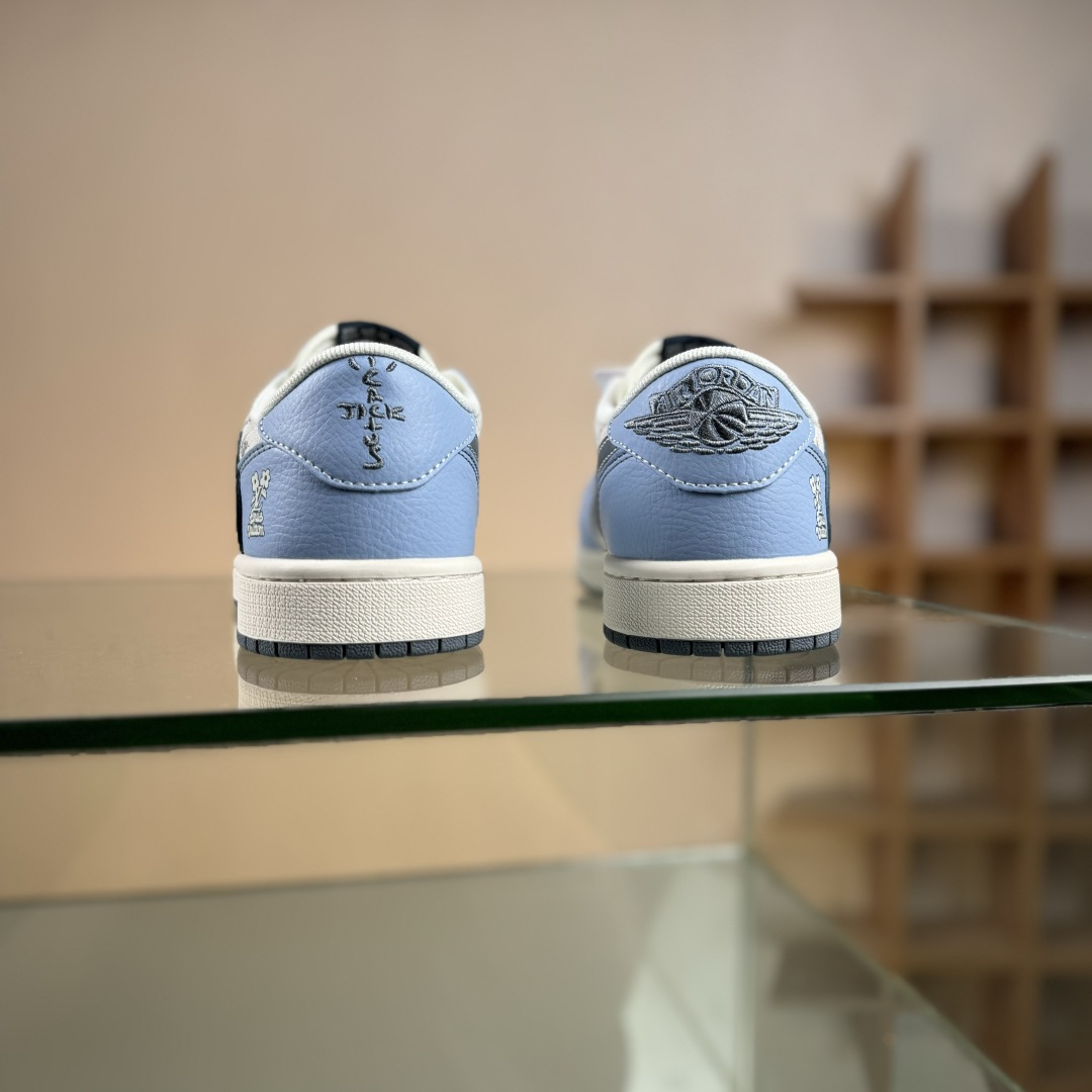 Travis Scott x Fragment Design x Air Jordan 1 Low OG SP AJ1 乔1联名 天蓝灰布印花 低帮文化休闲板鞋 XS7089-606