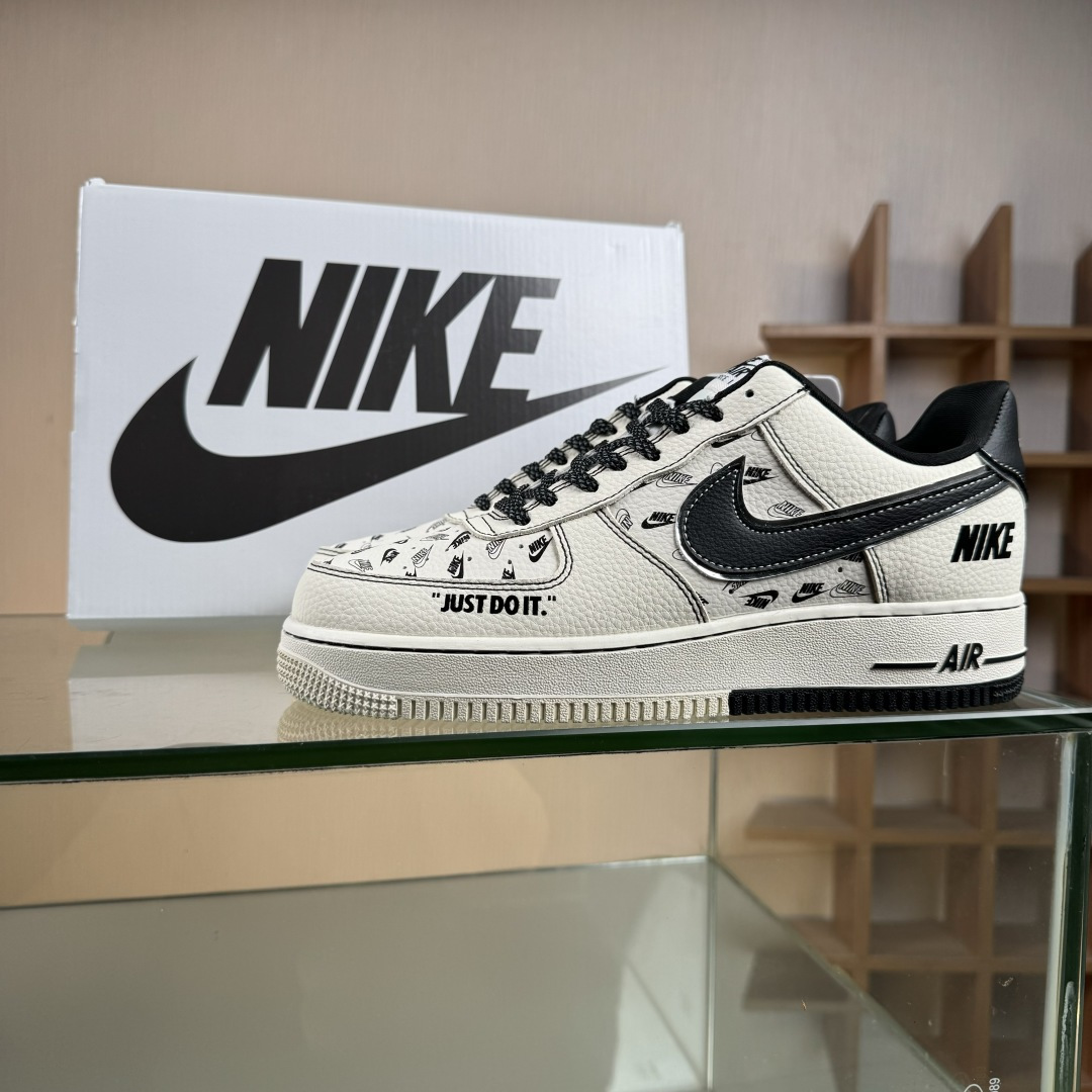 NIke Air Force 1 '07 Low “NIKE银-米黑印花”空军一号 低帮 运动鞋 休闲鞋 DF0188-109