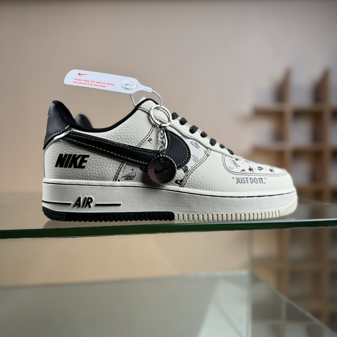 NIke Air Force 1 ’07 Low “NIKE银-米黑印花”空军一号 低帮 运动鞋 休闲鞋 DF0188-109