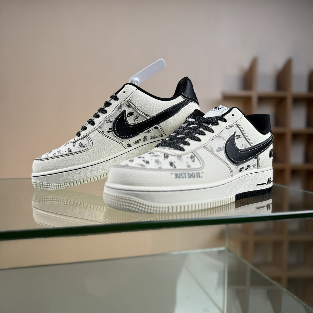 NIke Air Force 1 '07 Low “NIKE银-米黑印花”空军一号 低帮 运动鞋 休闲鞋 DF0188-109