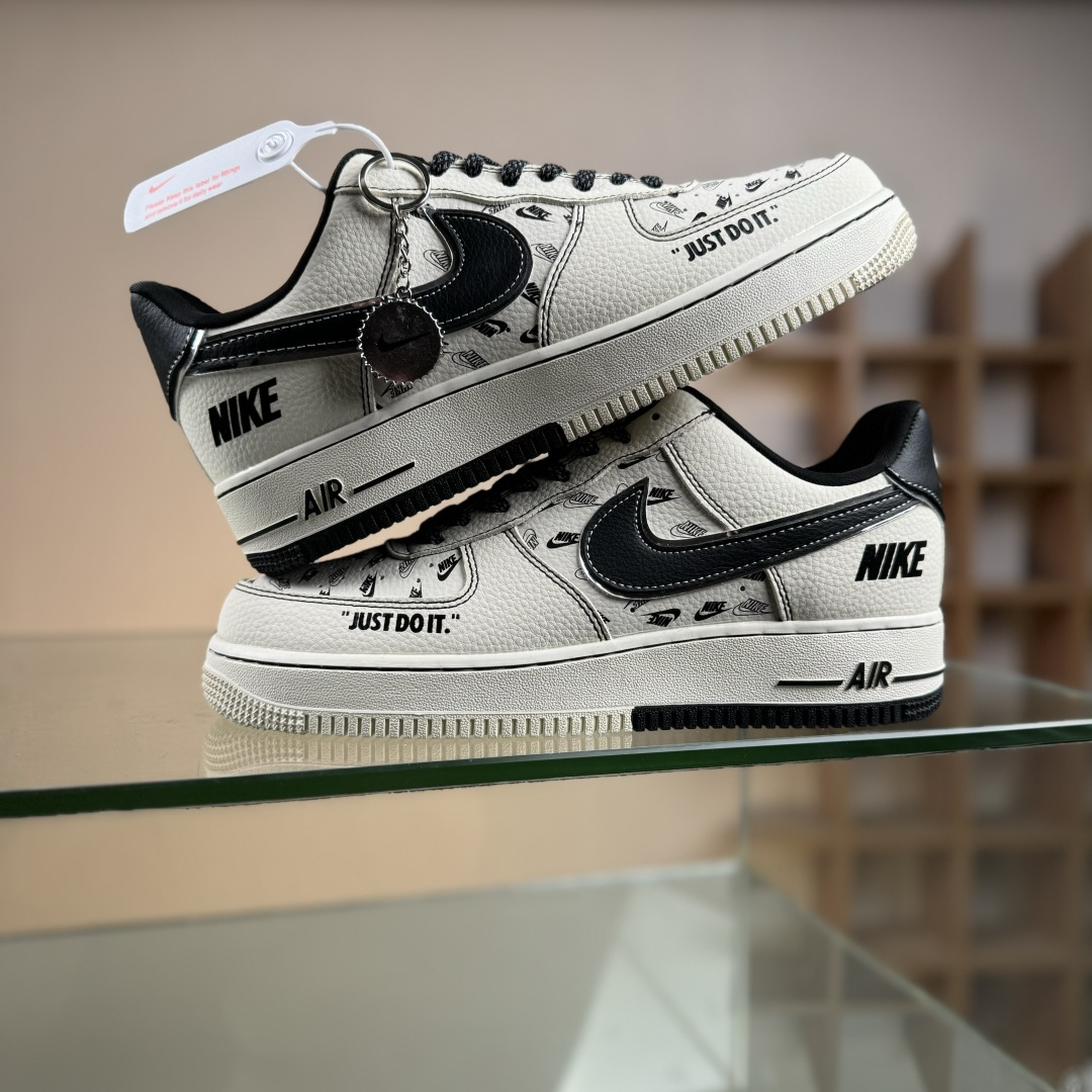 NIke Air Force 1 '07 Low “NIKE银-米黑印花”空军一号 低帮 运动鞋 休闲鞋 DF0188-109