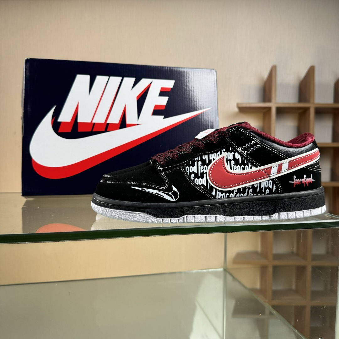 Nike SB Dunk Low“字母黑红勾” 低帮休闲板鞋 KK1333-051