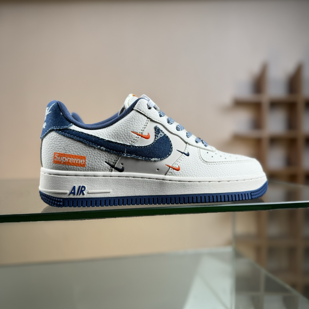 Nike Air Force 1 ’07 Low “Supreme联名——牛仔米蓝四勾”空军一号 高端定制 低帮 运动鞋 QW5606-263