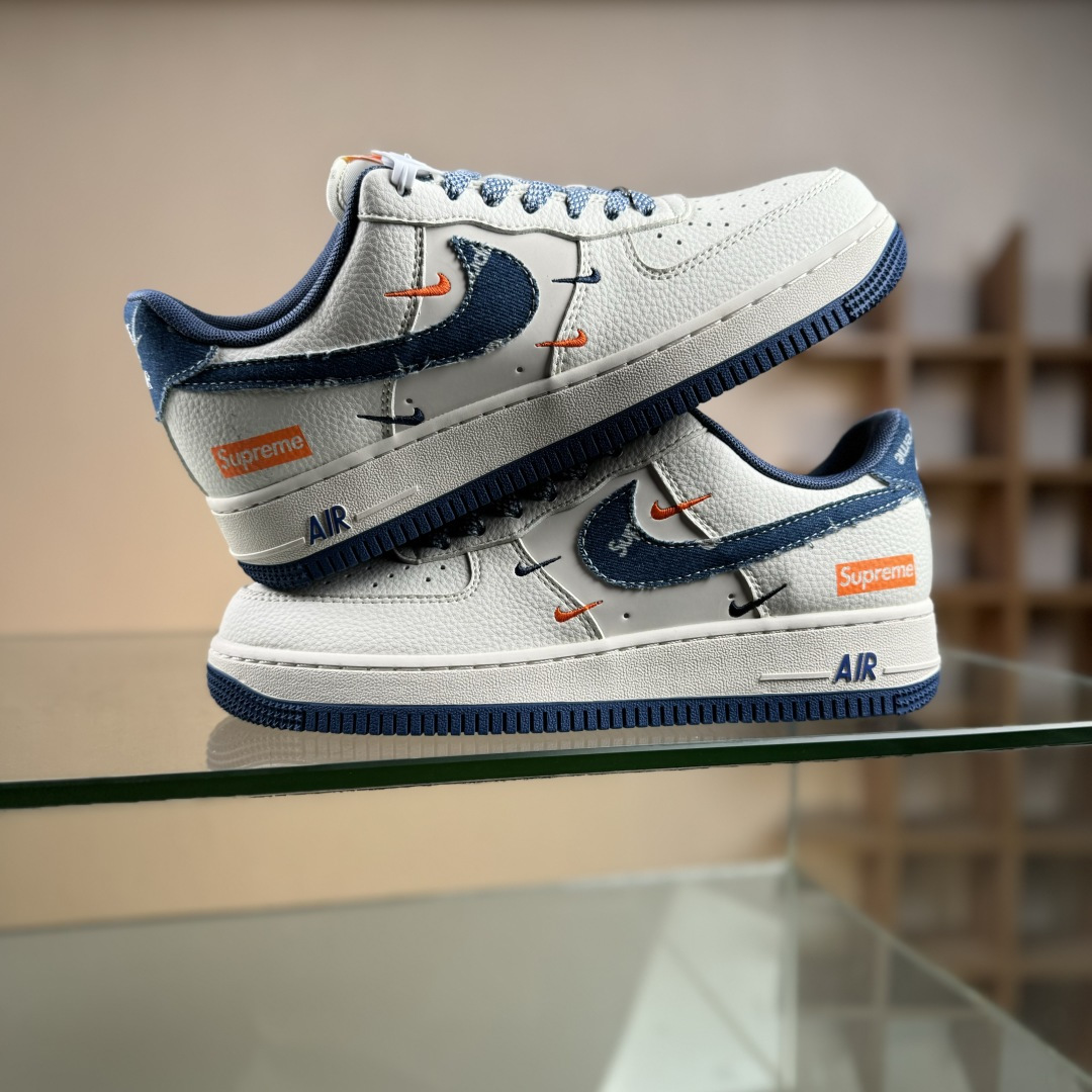 Nike Air Force 1 '07 Low “Supreme联名——牛仔米蓝四勾”空军一号 高端定制 低帮 运动鞋 QW5606-263