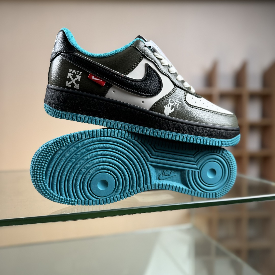 Nike Air Force 1'07 Low 联名 双拼黑绿蓝 空军低帮休闲板鞋 QW5836-022