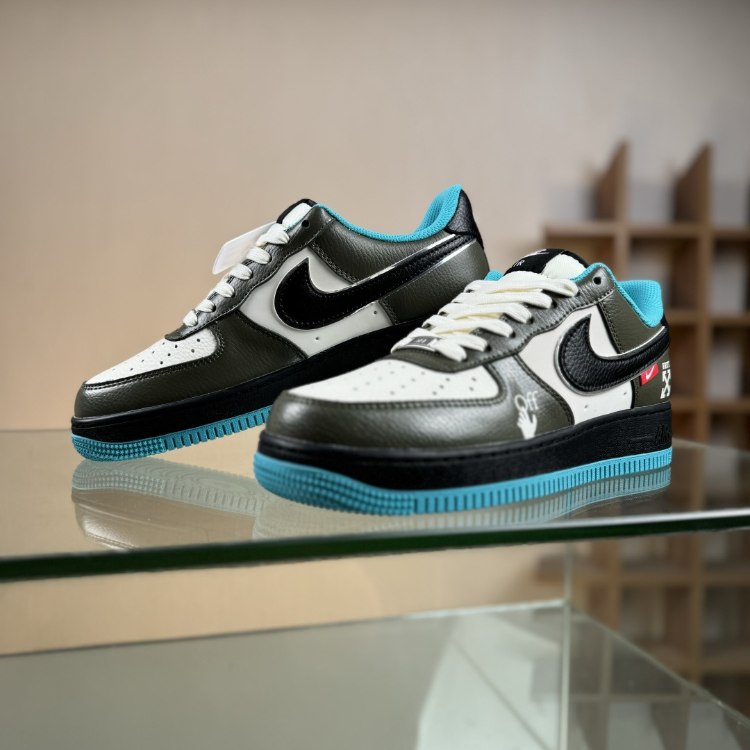 Nike Air Force 1'07 Low 联名 双拼黑绿蓝 空军低帮休闲板鞋 QW5836-022