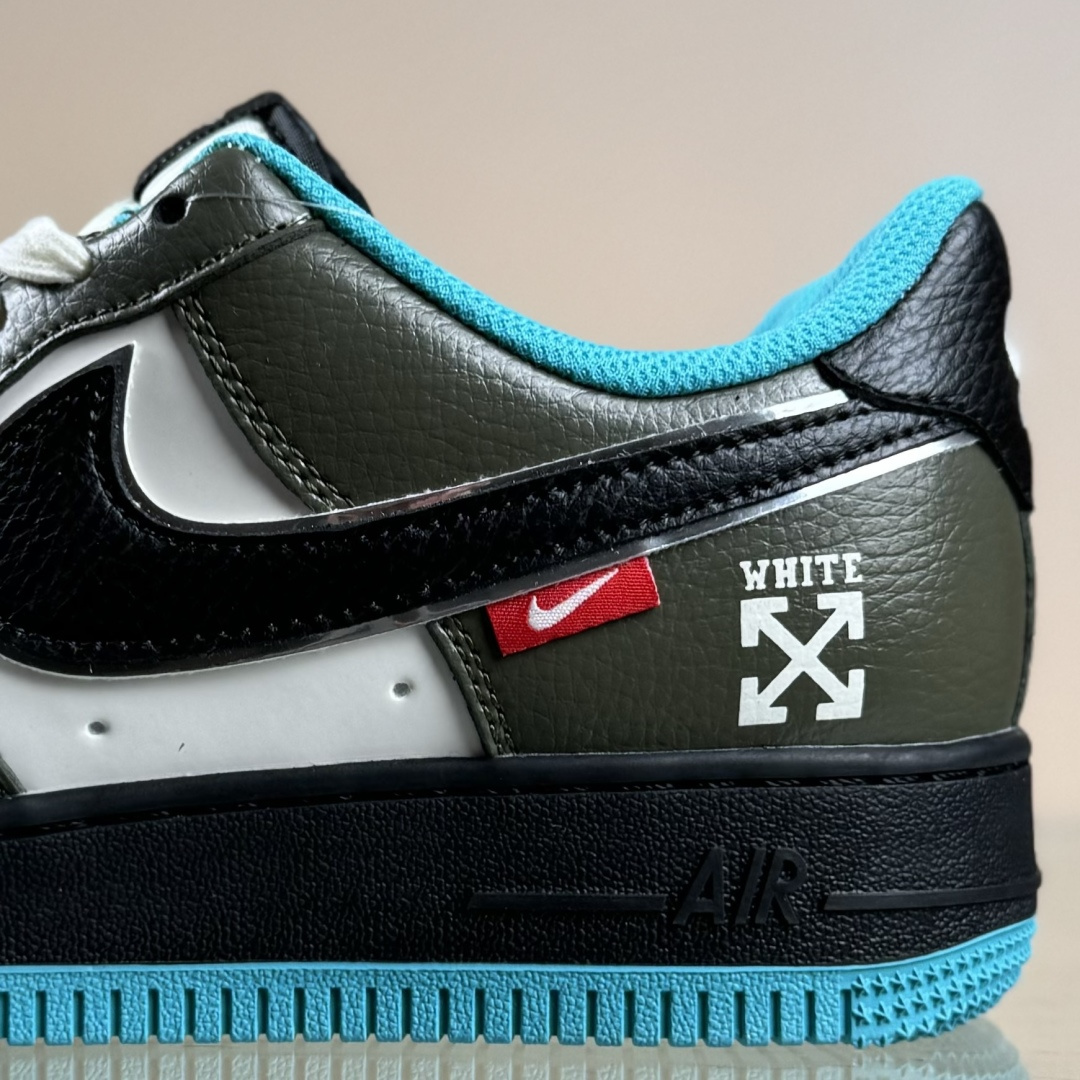 Nike Air Force 1'07 Low 联名 双拼黑绿蓝 空军低帮休闲板鞋 QW5836-022