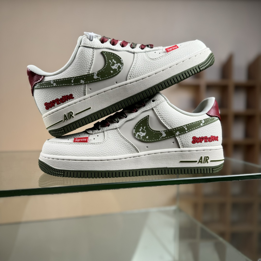 260 Nike Air Force 1 '07 Low “Supreme联名——米红织标绿勾”空军一号 低帮 运动鞋 休闲鞋 QW5606-273-Chinese UA Cheap High Quatity Brand Clothes Bags handbags Sneakers wholesale wholesaler seller from China Factory suppliers Fashion Clothing Shoes best Quality Beautiful Price 260 Nike Air Force 1 '07 Low “Supreme联名——米红织标绿勾”空军一号 低帮 运动鞋 休闲鞋 QW5606-273
