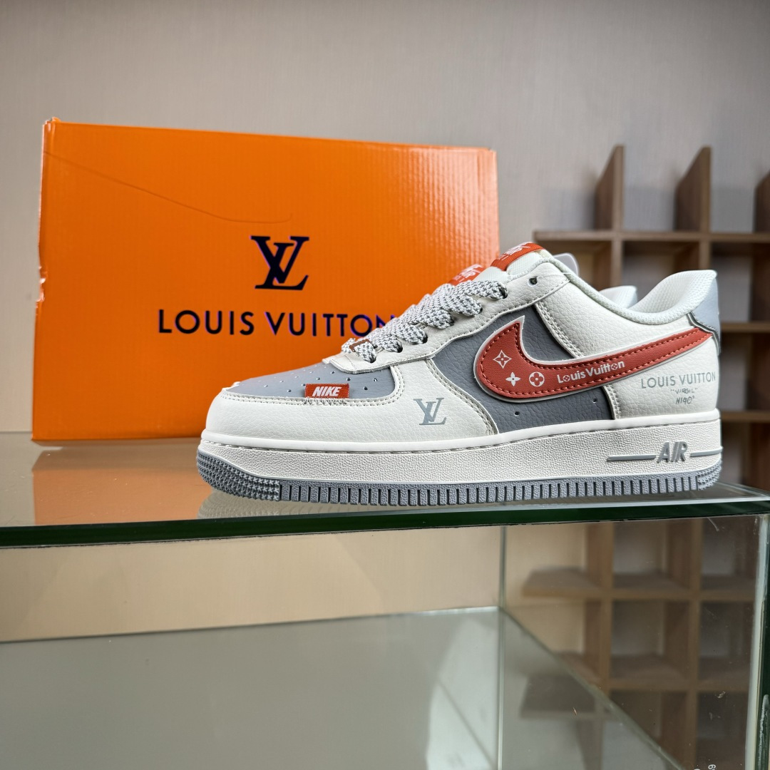 NIke Air Force 1 '07 Low “LV联名-米灰红拼接”空军一号 低帮 运动鞋 休闲鞋 JP8028-070