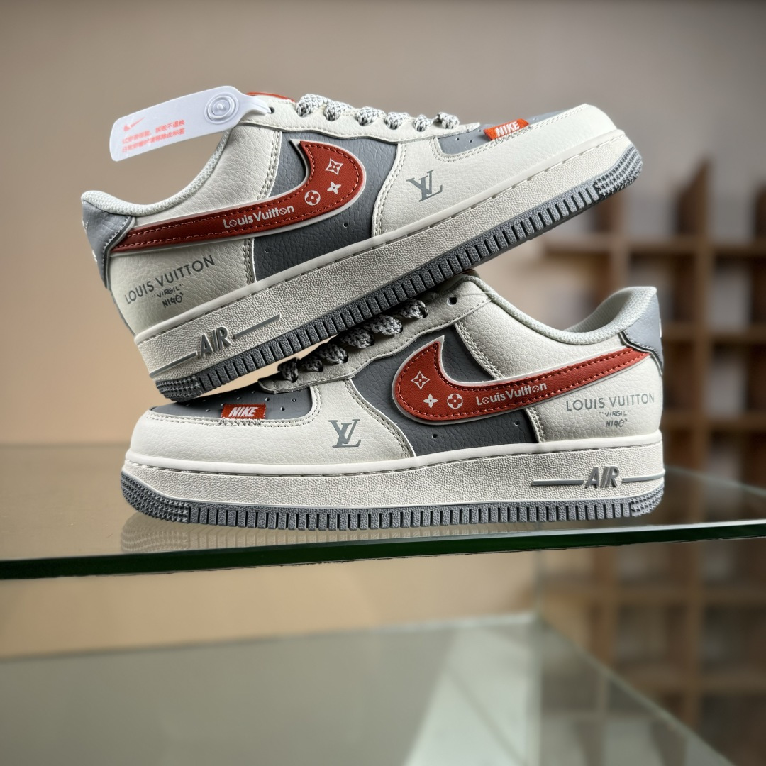 NIke Air Force 1 '07 Low “LV联名-米灰红拼接”空军一号 低帮 运动鞋 休闲鞋 JP8028-070