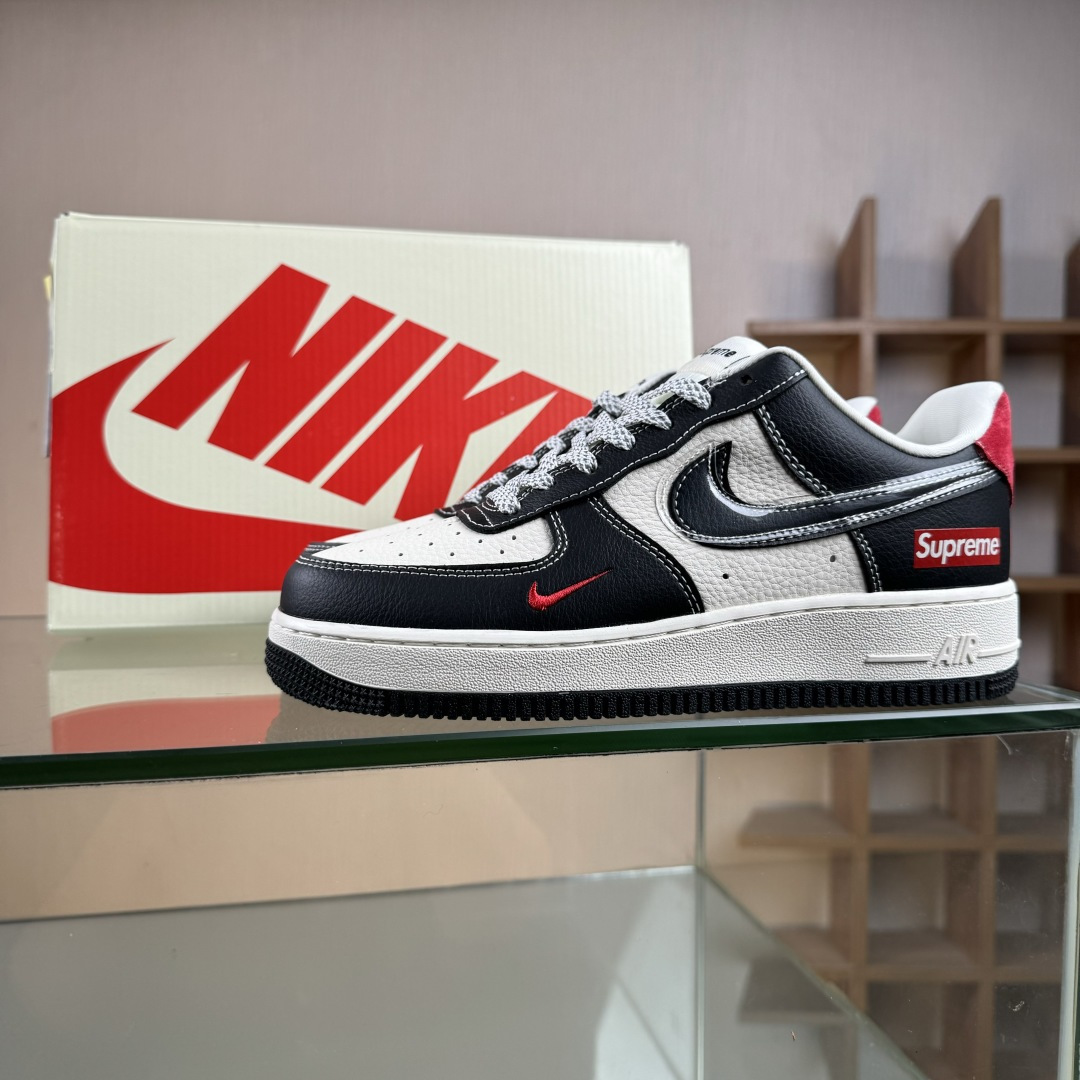 Nike Air Force 1'07 Low Supreme联名 米黑红 空军一号低帮休闲板鞋 DF0188-106