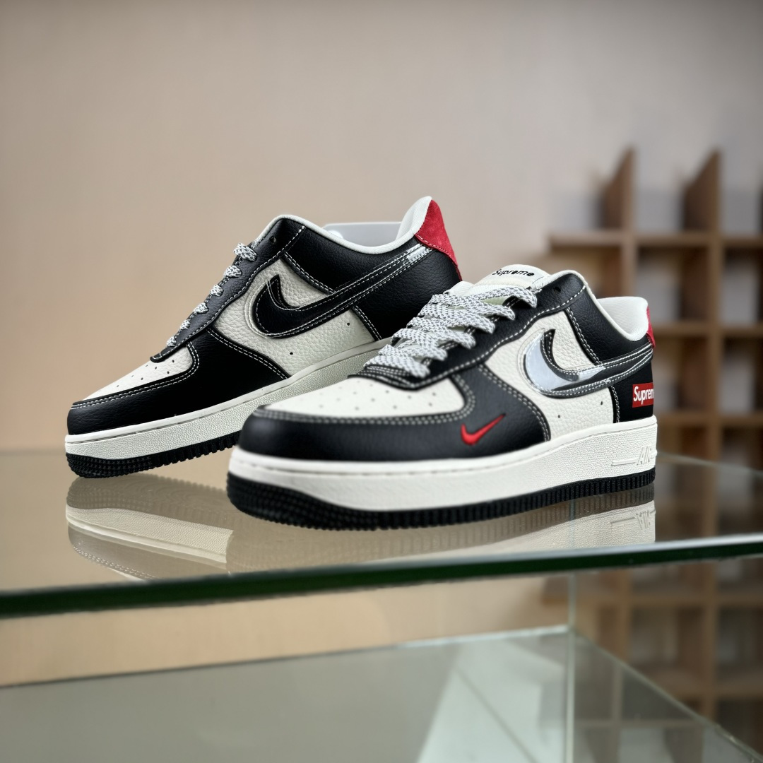 Nike Air Force 1'07 Low Supreme联名 米黑红 空军一号低帮休闲板鞋 DF0188-106