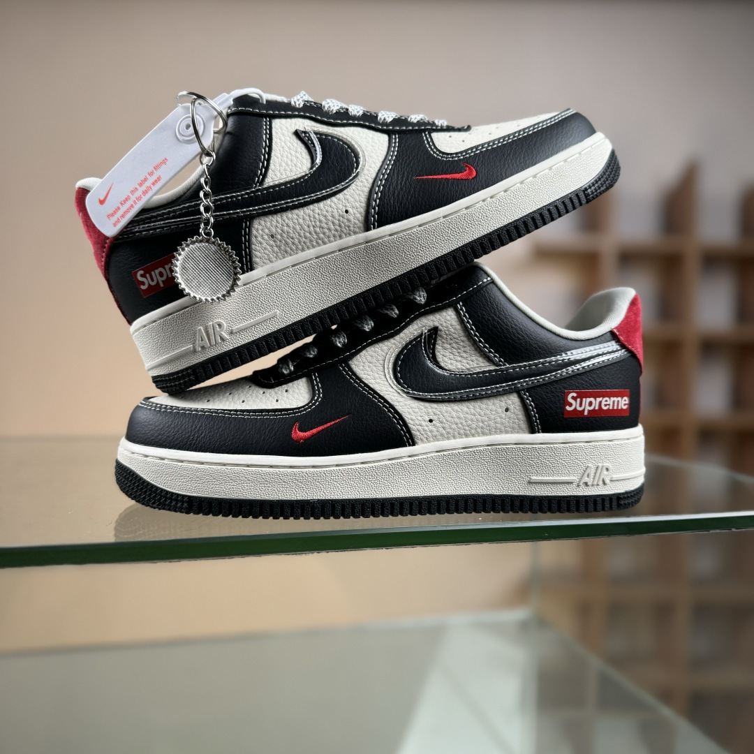 Nike Air Force 1'07 Low Supreme联名 米黑红 空军一号低帮休闲板鞋 DF0188-106