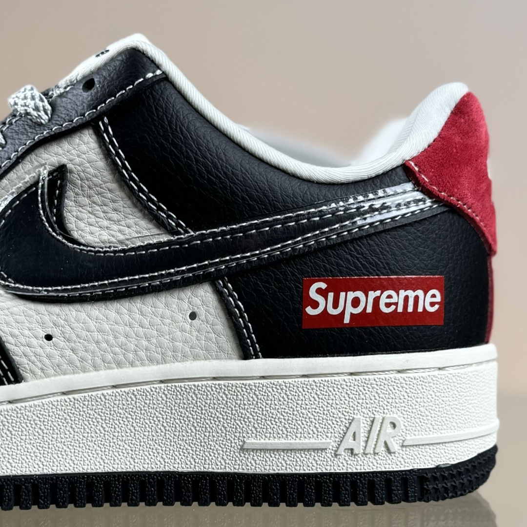 Nike Air Force 1'07 Low Supreme联名 米黑红 空军一号低帮休闲板鞋 DF0188-106