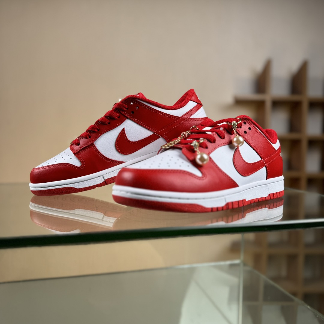 配件丢失扣20 Nike SB Dunk Low 婚庆囍宴 白红色 低帮休闲板鞋 DD1873-116