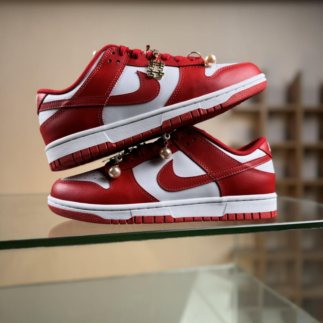 配件丢失扣20 Nike SB Dunk Low 婚庆囍宴 白红色 低帮休闲板鞋 DD1873-116