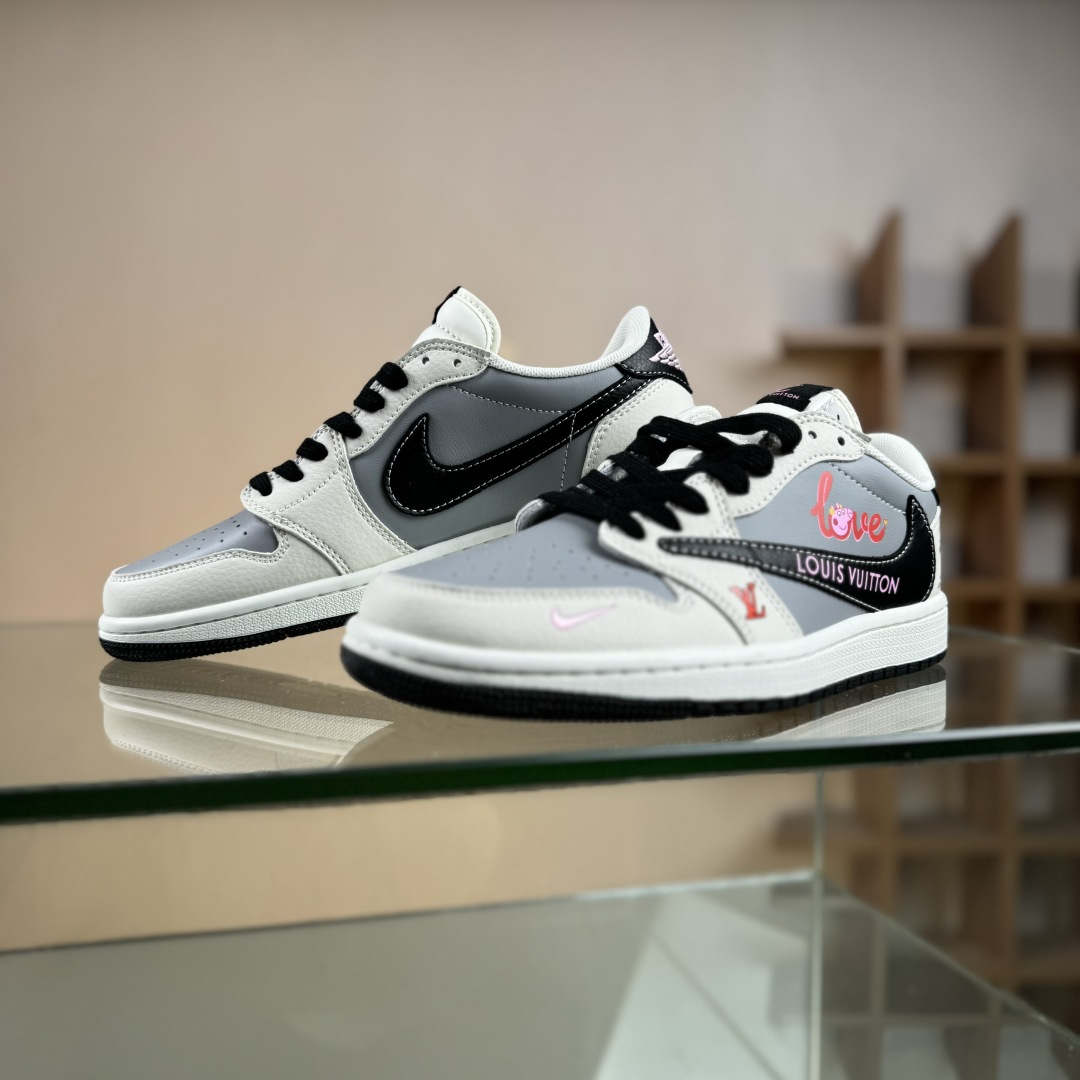 Nike Air Jordan 1 x Travis Scott AJ1倒勾 乔一倒钩 ‘DIY’定制 耐克 低帮文化篮球鞋 DZ2688-005