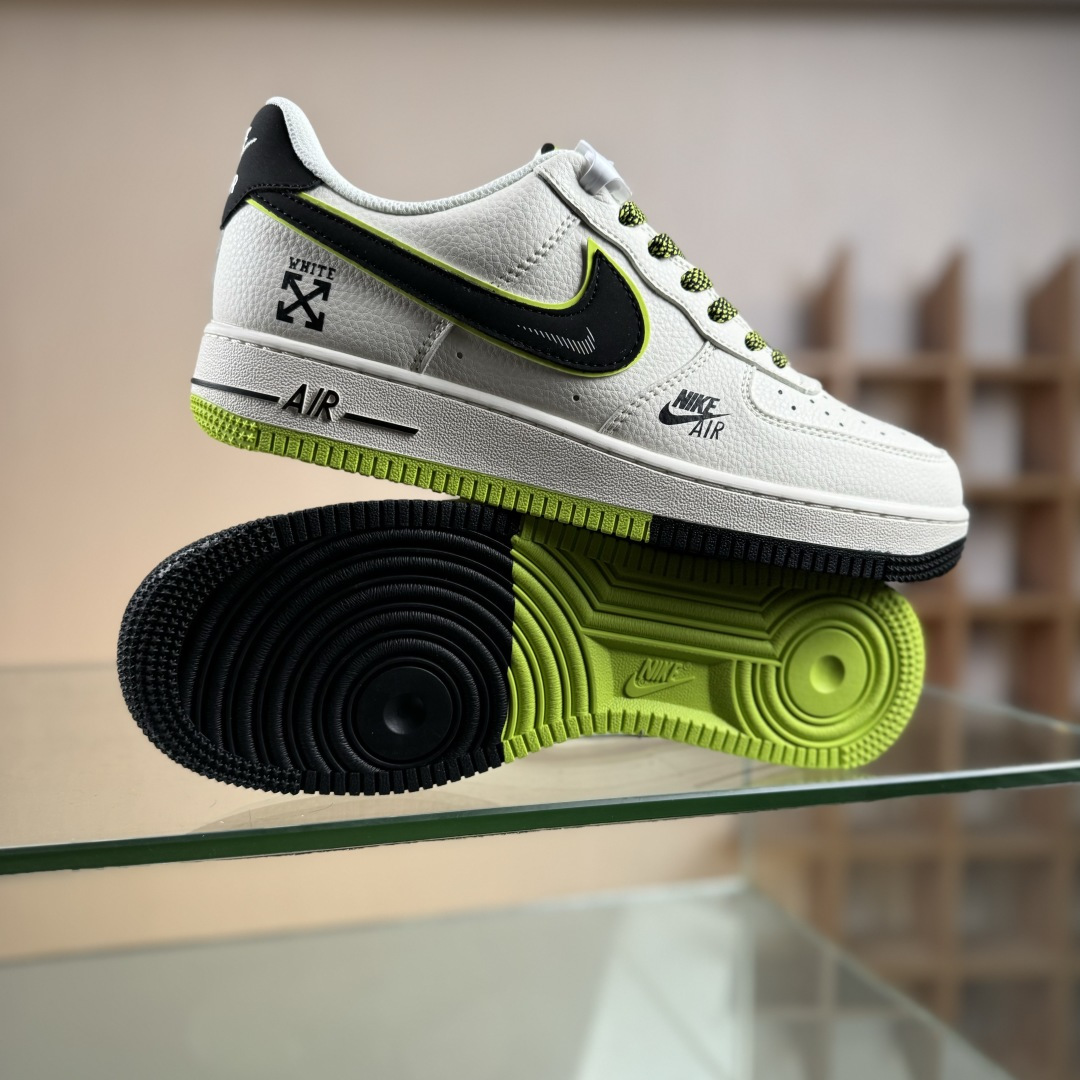 Nike Air Force 1'07 Low 联名 双拼米黑绿 空军一号低帮休闲板鞋 QW5836-023