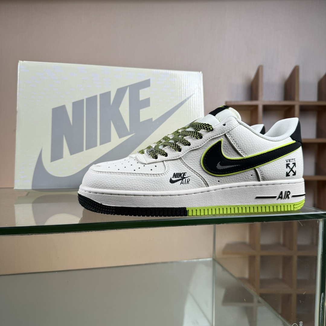 Nike Air Force 1'07 Low 联名 双拼米黑绿 空军一号低帮休闲板鞋 QW5836-023
