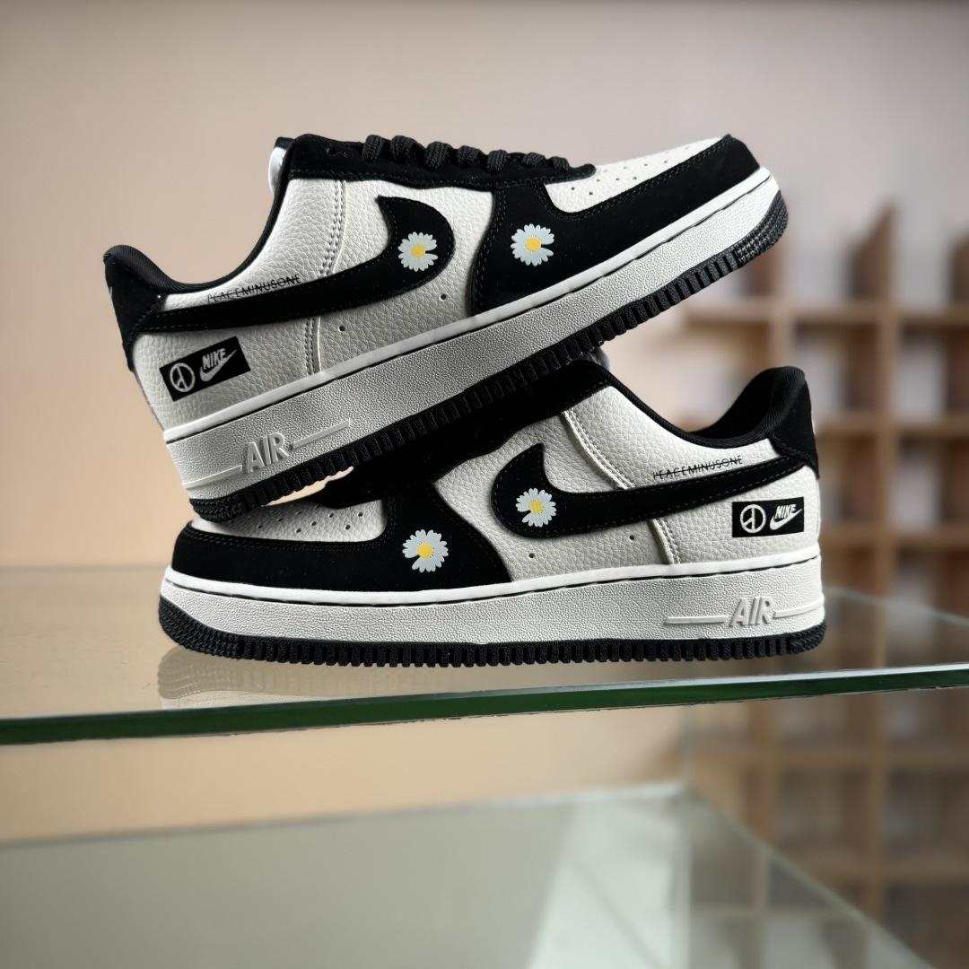 Nike Air Force 1'07 Low 权志龙联名 雏菊米黑勾 空军一号低帮休闲板鞋 LD1999-002