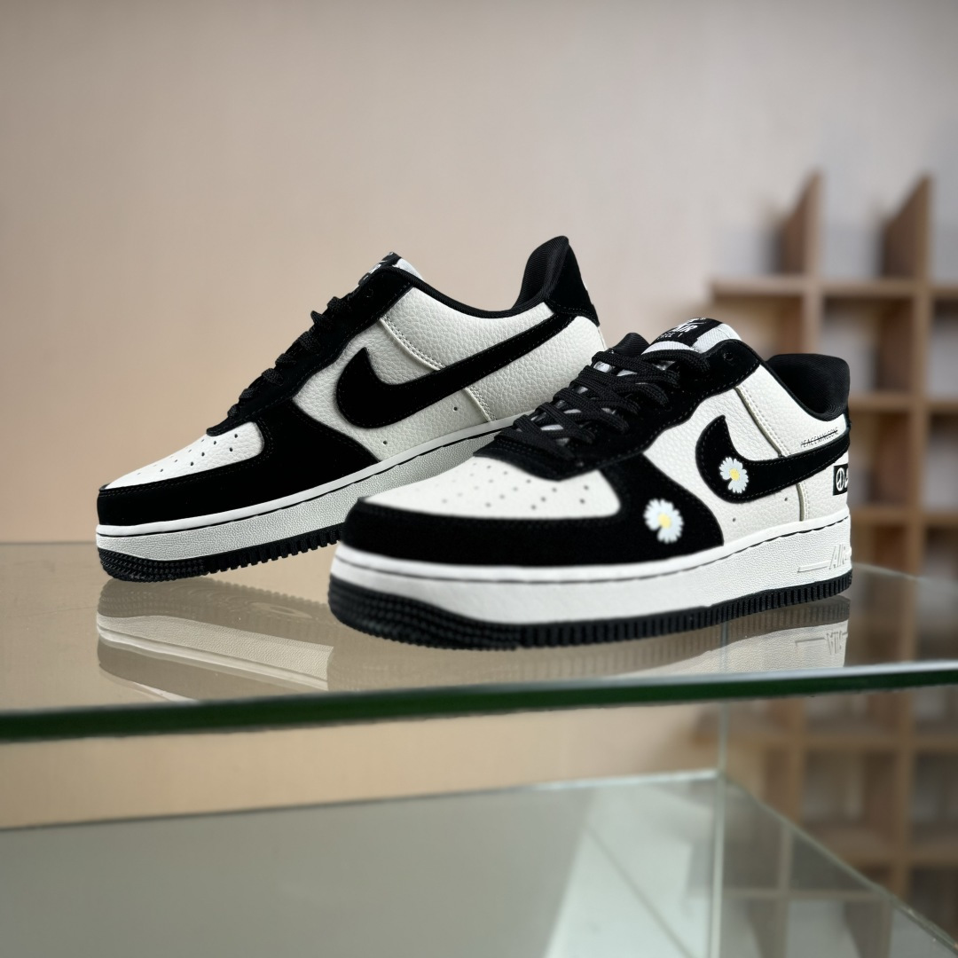 Nike Air Force 1'07 Low 权志龙联名 雏菊米黑勾 空军一号低帮休闲板鞋 LD1999-002
