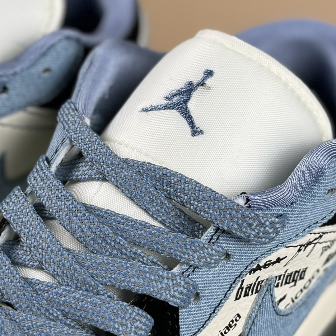 Air Jordan 1 Low AJ1 乔1 “巴黎世家联名---水洗牛仔蓝”高端定制 低帮复古篮球鞋 LD8888-010