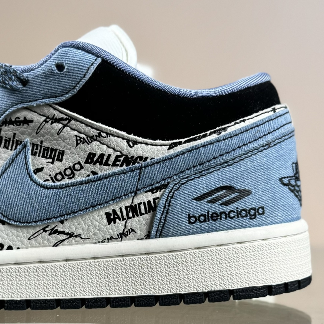 Air Jordan 1 Low AJ1 乔1 “巴黎世家联名---水洗牛仔蓝”高端定制 低帮复古篮球鞋 LD8888-010