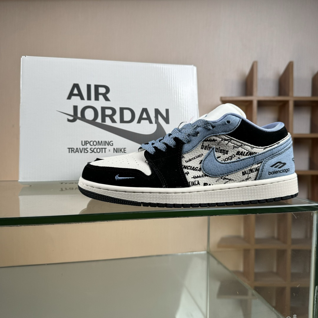 Air Jordan 1 Low AJ1 乔1 “巴黎世家联名---水洗牛仔蓝”高端定制 低帮复古篮球鞋 LD8888-010