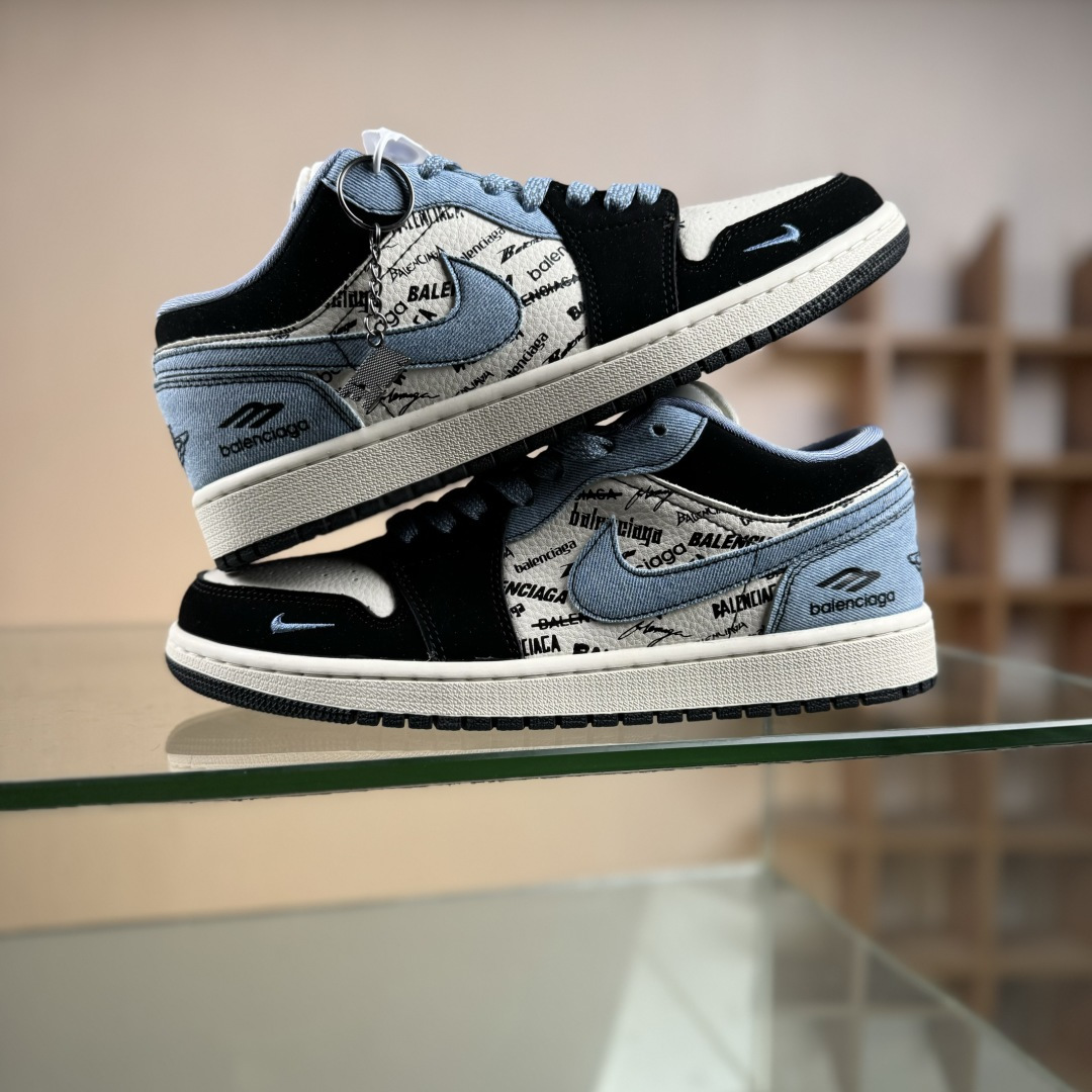 Air Jordan 1 Low AJ1 乔1 “巴黎世家联名---水洗牛仔蓝”高端定制 低帮复古篮球鞋 LD8888-010