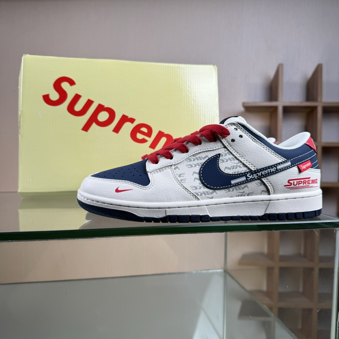 Nike Dunk Low Retro “Superme联名---米白蓝红”高端定制 低帮复古篮球鞋 XD1588-241