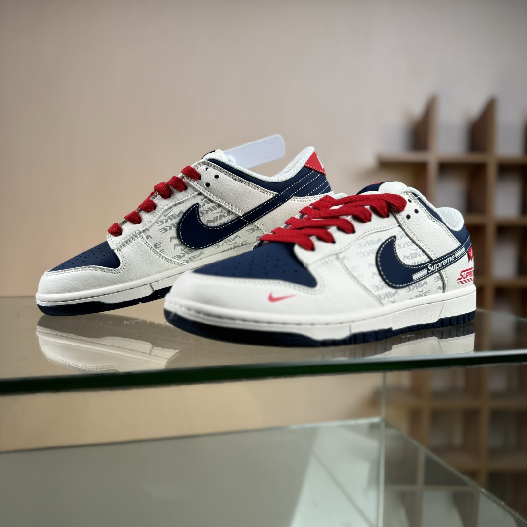 Nike Dunk Low Retro “Superme联名---米白蓝红”高端定制 低帮复古篮球鞋 XD1588-241