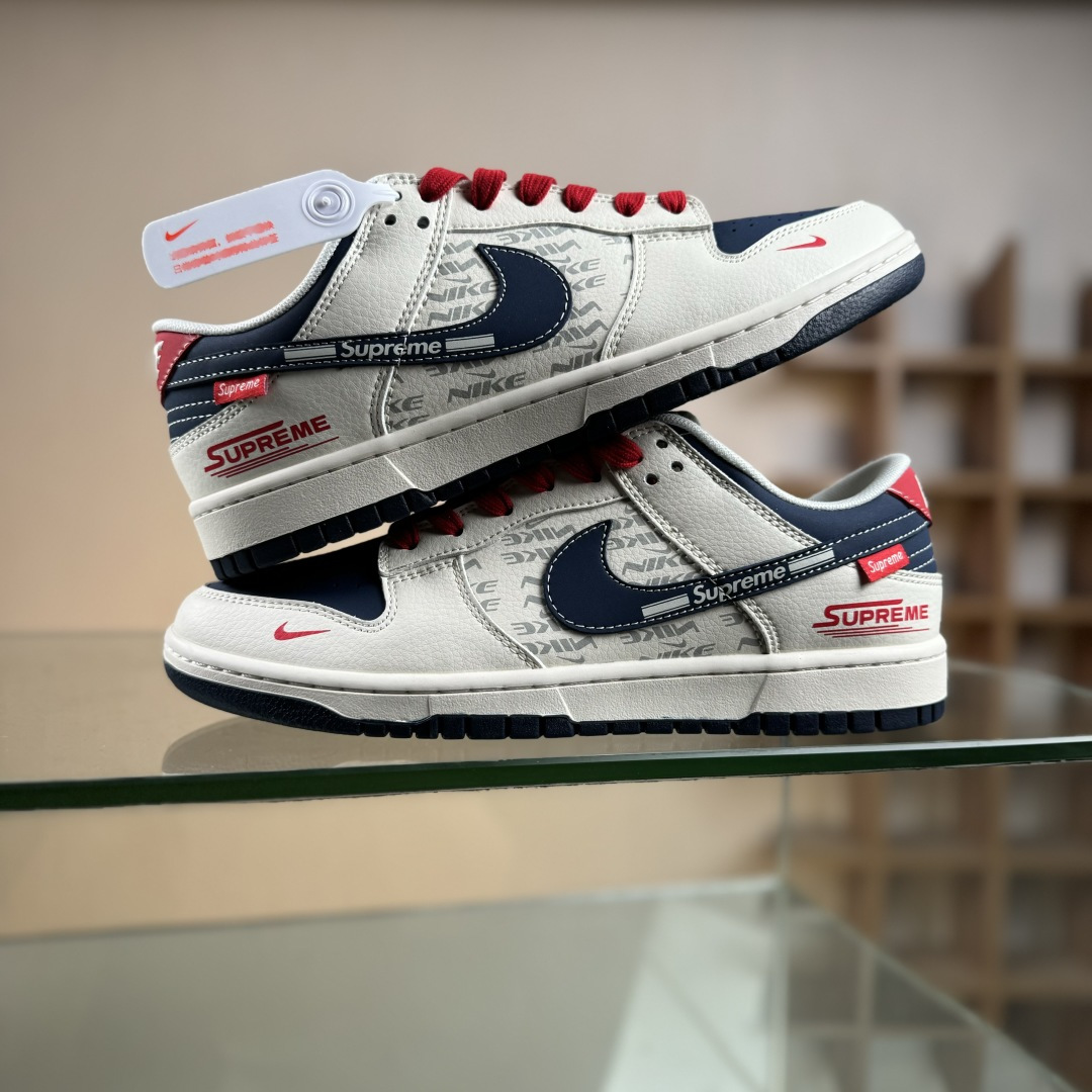 Nike Dunk Low Retro “Superme联名---米白蓝红”高端定制 低帮复古篮球鞋 XD1588-241