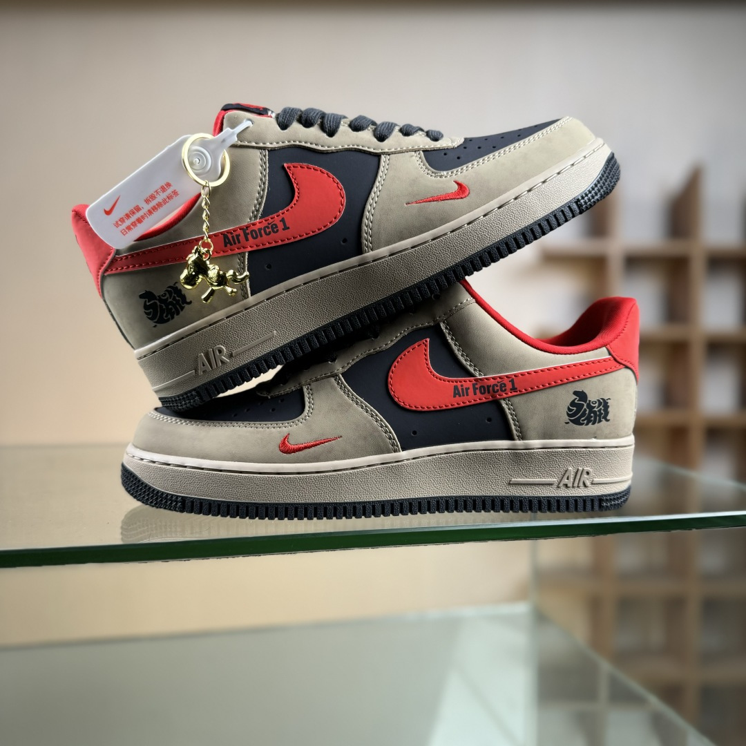 马年限定限量发售马上发财马上有钱 高端定制 Nike Air Force 1 '07 Low “马年限定联名------ 摩卡棕红” 高端定制 低帮休闲板鞋 KD1688-002
