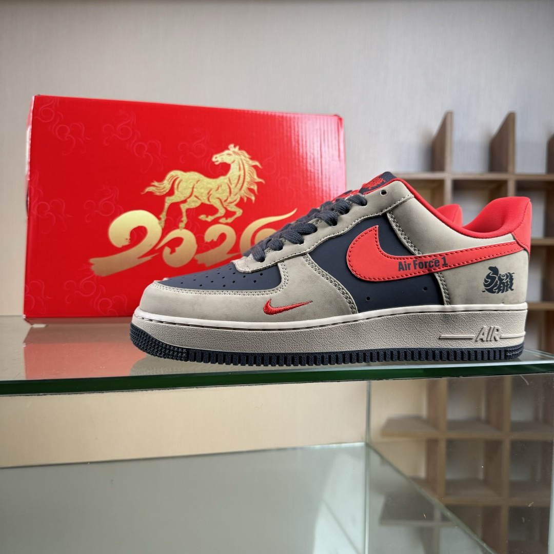马年限定限量发售马上发财马上有钱 高端定制 Nike Air Force 1 '07 Low “马年限定联名------ 摩卡棕红” 高端定制 低帮休闲板鞋 KD1688-002
