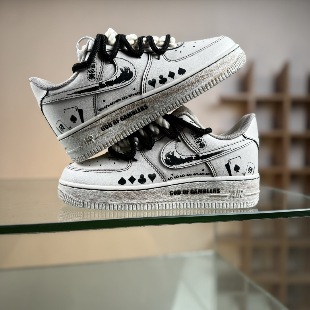Nike Air Force 1'07 Low ”God OF Gamblers” 手绘涂鸦 赌神底牌 空军一号低帮休闲板鞋 315122-313 Nike Air Force 1'07 Low ”God OF Gamblers” 手绘涂鸦 赌神底牌 空军一号低帮休闲板鞋 315122-313