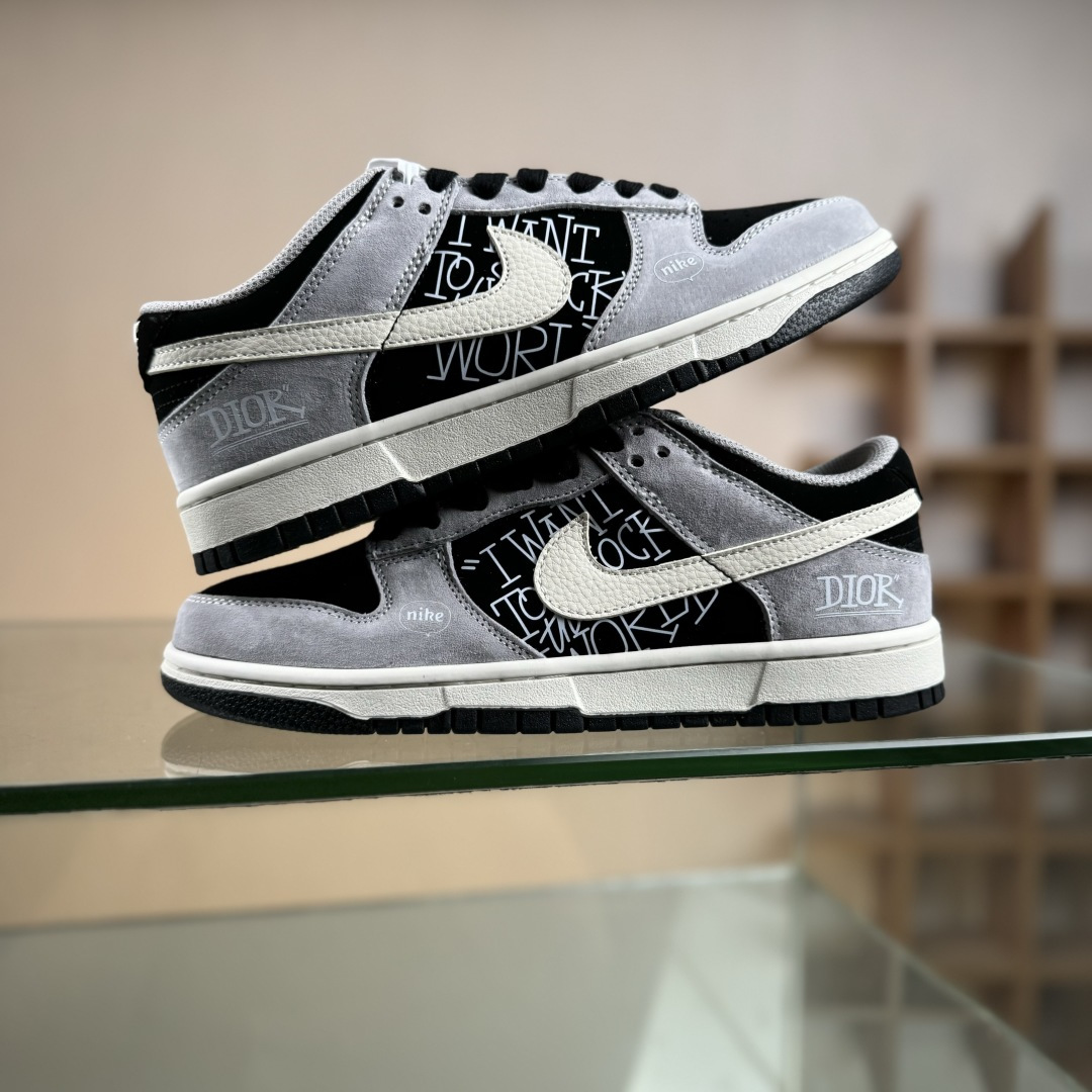 Nike SB Dunk Low“ 迪奥联名—米灰黑猪八革” 周年高端定制 低帮休闲板鞋 DN3168-021