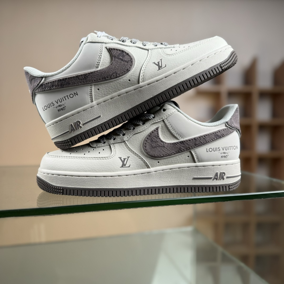 260 NIke Air Force 1 '07 Low “LV联名-米灰牛仔勾”空军一号 低帮 运动鞋 休闲鞋 SM6668-128-Chinese UA Cheap High Quatity Brand Clothes Bags handbags Sneakers wholesale wholesaler seller from China Factory suppliers Fashion Clothing Shoes best Quality Beautiful Price 260 NIke Air Force 1 '07 Low “LV联名-米灰牛仔勾”空军一号 低帮 运动鞋 休闲鞋 SM6668-128