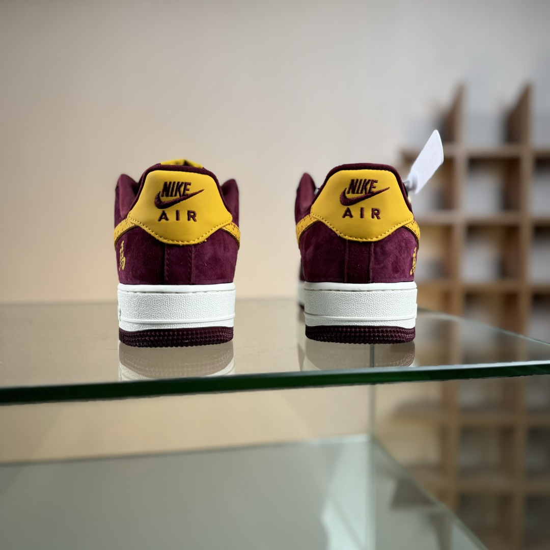 Nike Air Force 1 '07 Low “马年限定联名------ 酒红金钩” 高端定制 低帮休闲板鞋 KD1688-003 Nike Air Force 1 '07 Low “马年限定联名------ 酒红金钩” 高端定制 低帮休闲板鞋 KD1688-003