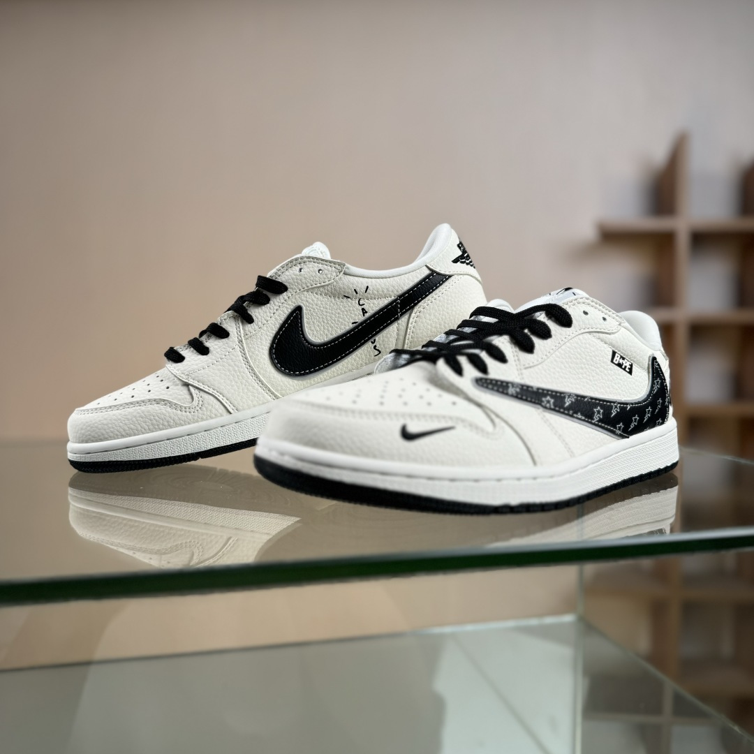 Nike Jordan Air Jordan倒勾 “ 猿人头联名——米黑印花” 高端定制 低帮 复古 减震 防滑 耐磨 篮球鞋 LD2028-074