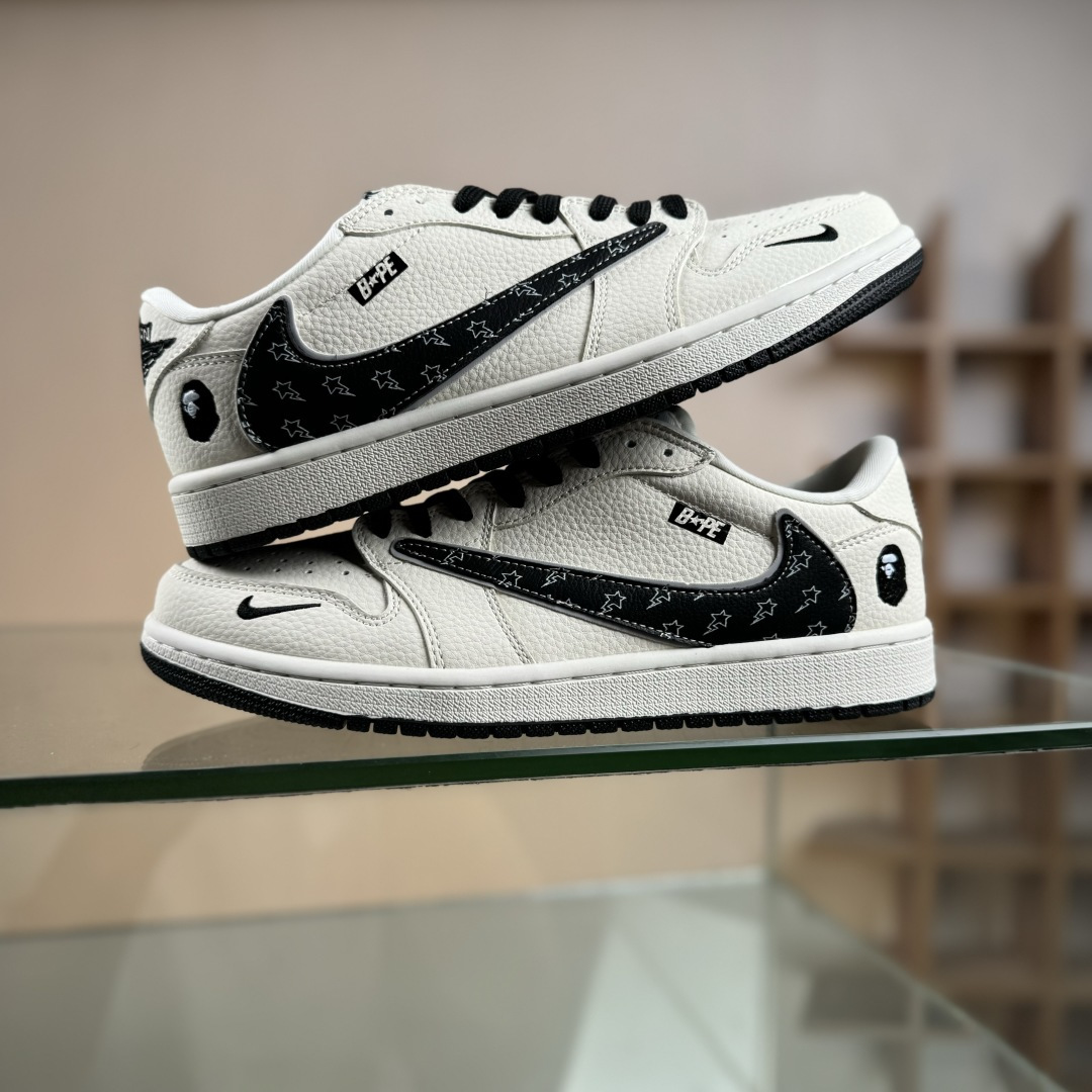 Nike Jordan Air Jordan倒勾 “ 猿人头联名——米黑印花” 高端定制 低帮 复古 减震 防滑 耐磨 篮球鞋 LD2028-074
