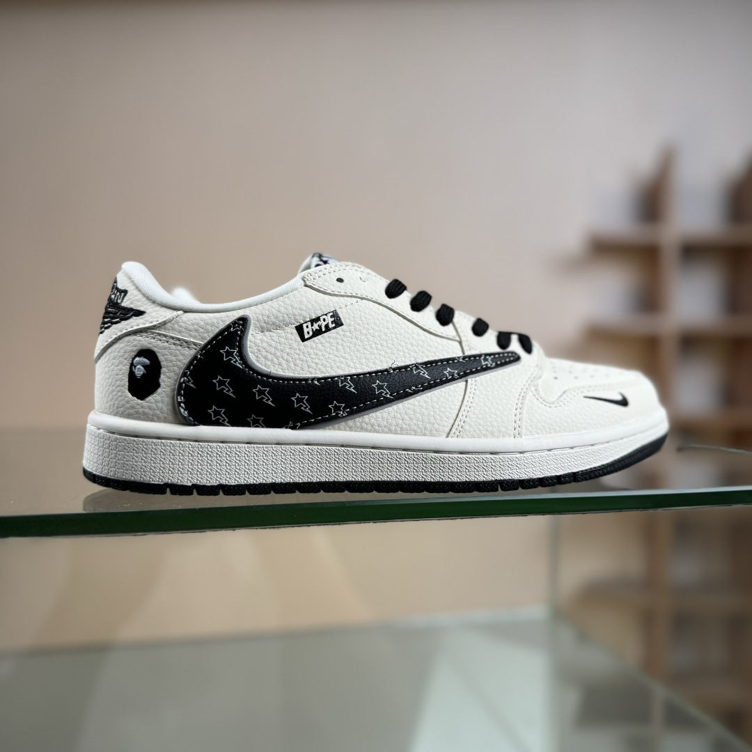 Nike Jordan Air Jordan倒勾 “ 猿人头联名——米黑印花” 高端定制 低帮 复古 减震 防滑 耐磨 篮球鞋 LD2028-074