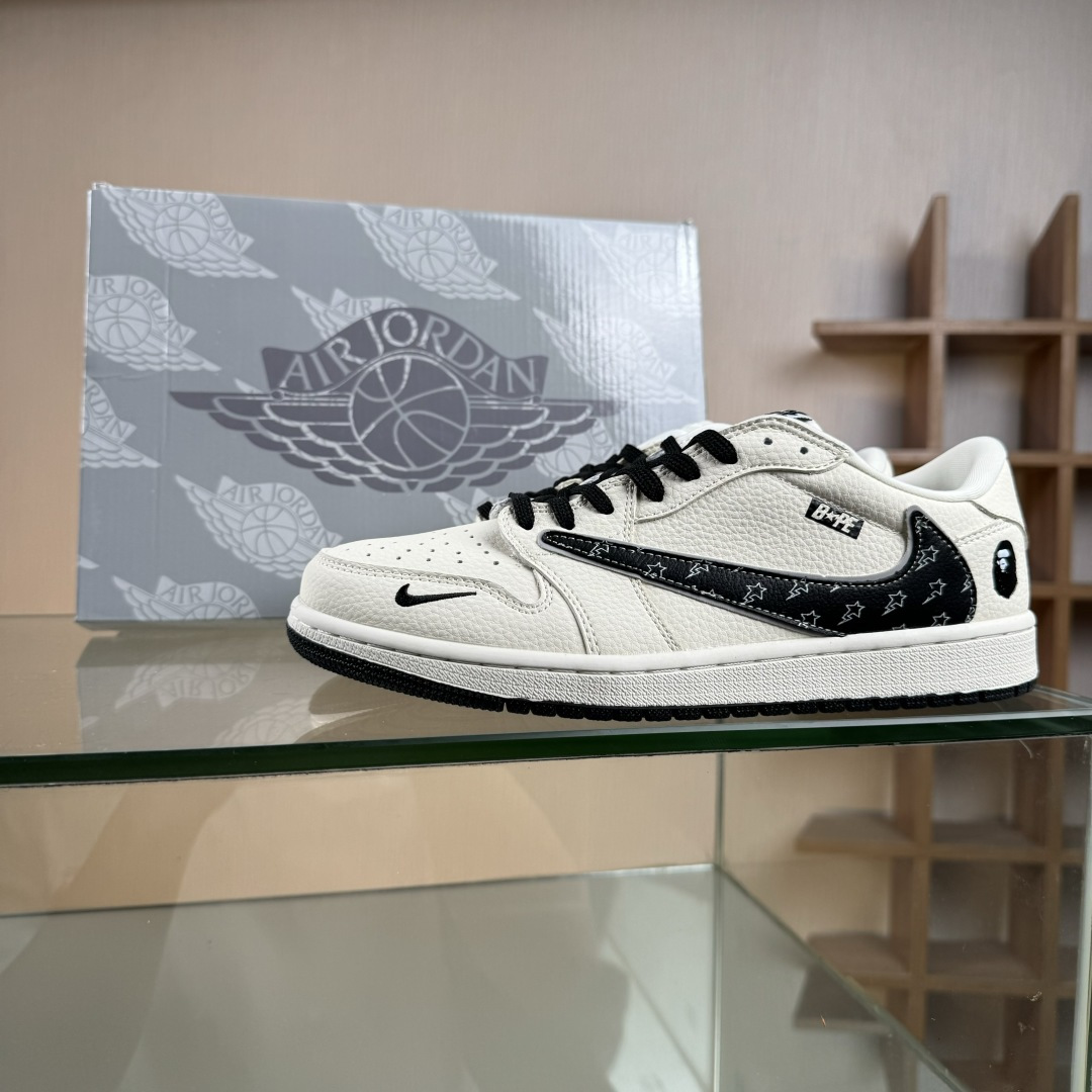 Nike Jordan Air Jordan倒勾 “ 猿人头联名——米黑印花” 高端定制 低帮 复古 减震 防滑 耐磨 篮球鞋 LD2028-074
